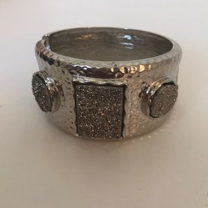 Metal and diamond bracelet